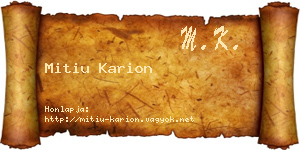 Mitiu Karion névjegykártya